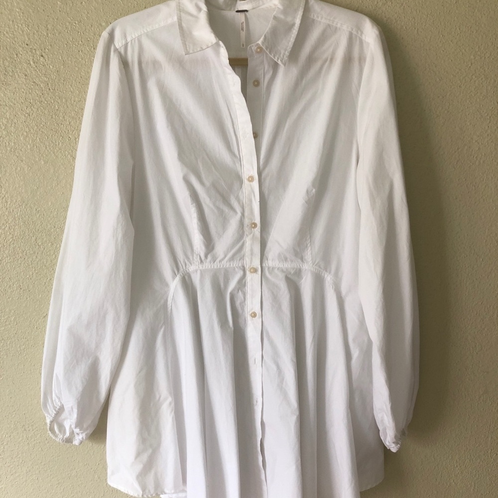 Free People crisp white cotton mini dress.